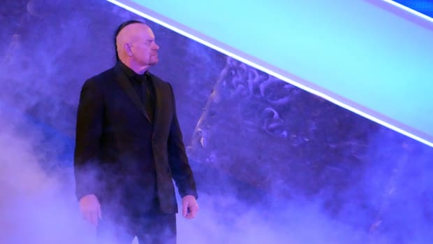 The Undertaker enters the arena during WrestleMania.